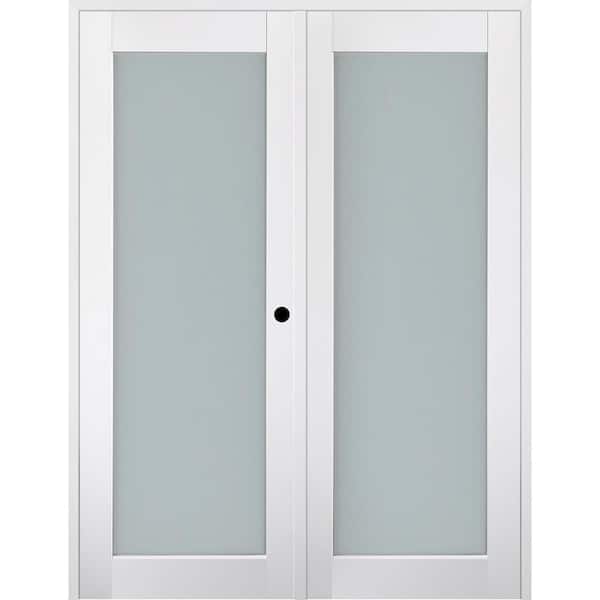Belldinni Smart Pro 72" x 84" Left Hand Active 1-Lite Frosted Glass Polar White Finished Wood Composite Double Prehung French Door