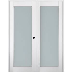 Smart Pro 56" x 84" Left Hand Active 1-Lite Frosted Glass Polar White Finished Wood Composite Double Prehung French Door