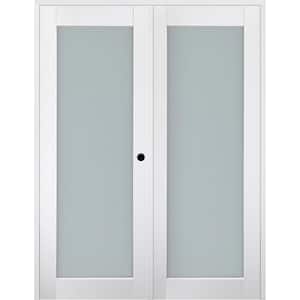 Smart Pro 56" x 96" Left Hand Active 1-Lite Frosted Glass Polar White Finished Wood Composite Double Prehung French Door