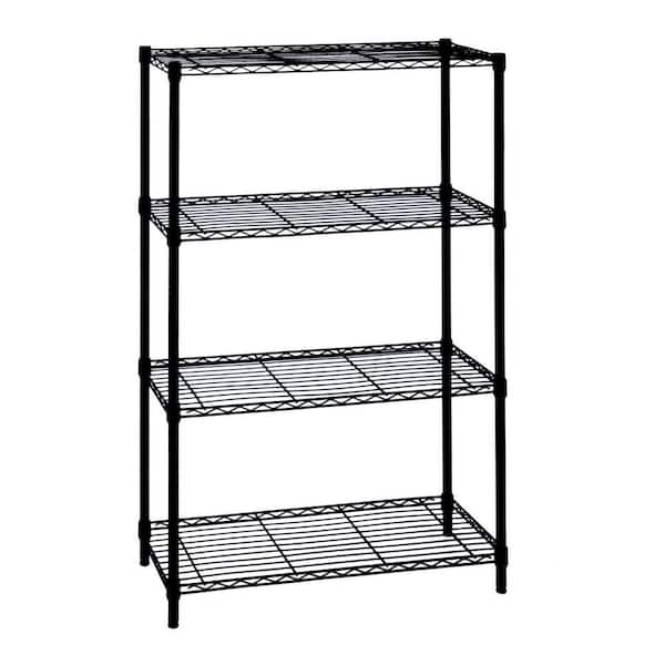 NSF Wire Shelving Unit 4-Tier Height Adjustable Steel Commercial Grade Storage Shelves 36x14x54 Large Heavy Duty Metal Shelves Organizer Rack with Leveling Feet for Kitchen Bathroom Office Black 
