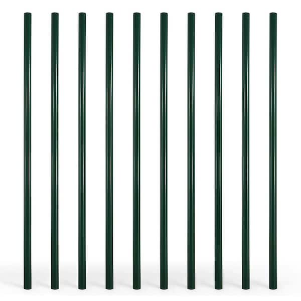 Black Galvanized 2-3/8 in. x 2-3/8 in. x 7 ft. Steel Corner Chain Link Fence Terminal Post (10 Pack)