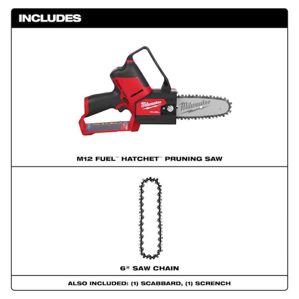 M12 FUEL 12V Lithium-Ion Brushless Battery 6 in. HATCHET Chainsaw (Tool-Only) with Extra 6 in. Chain