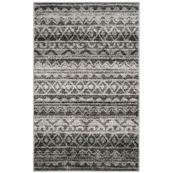 SAFAVIEH Adirondack Ivory/Charcoal Doormat 3 ft. x 5 ft. Geometric Area Rug