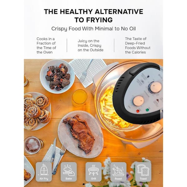  Big Boss 16Qt Glass Air Fryer Oven – Extra Large Air Fryer  Halogen Oven with 50+ Air Fryers Recipe Book for Quick + Easy Meals for  Entire Family, AirFryer Oven Makes