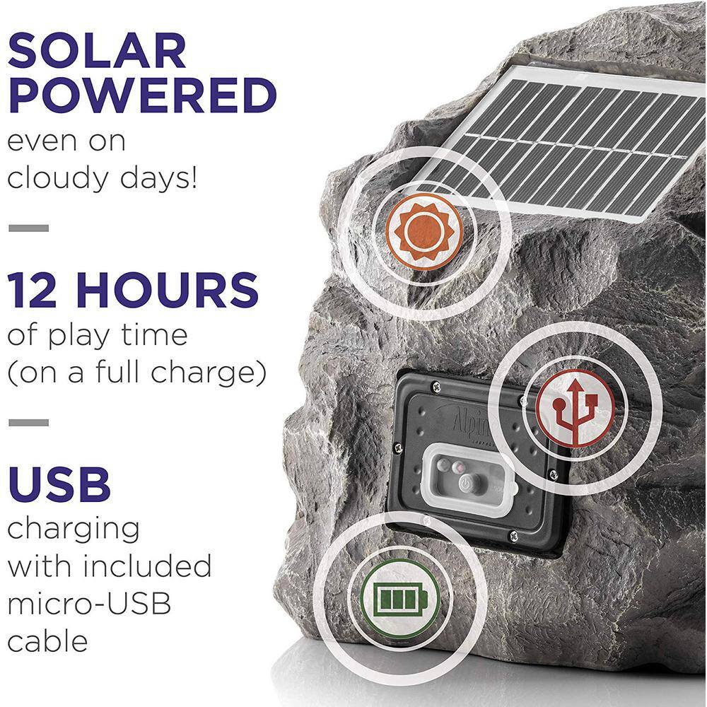 Gray Weatherproof Solar Bluetooth Outdoor Rock Speaker