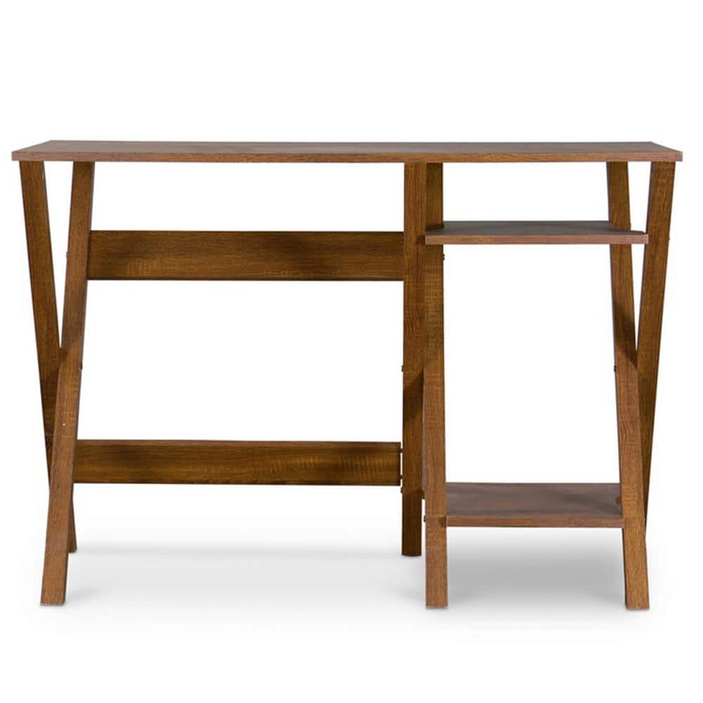 Sonoma Oak Veneer Brown Writing Desk with Shelves