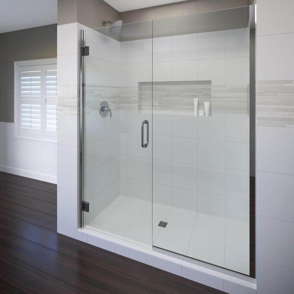 Basco Coppia 47 in. x 72 in. Semi-Frameless Pivot Shower Door in Chrome ...