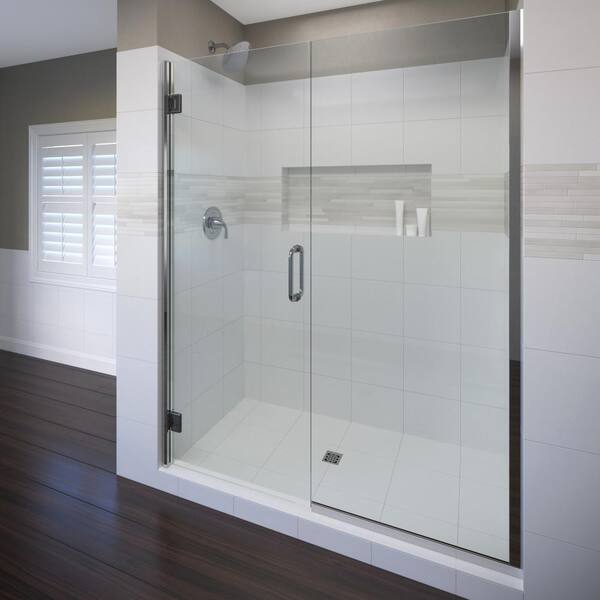 Basco Coppia 48 in. x 72 in. Semi-Frameless Pivot Shower Door in Chrome with Handle