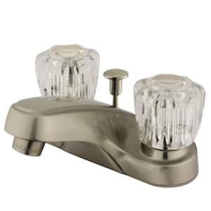 Americana 4 in. Centerset 2-Handle Bathroom Faucet with Plastic Pop-Up in Brushed Nickel