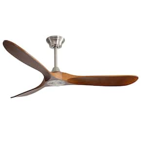 60 in. Indoor/Outdoor Smart Nickel and Brown Ceiling Fan without Light for Bedroom or Living Room