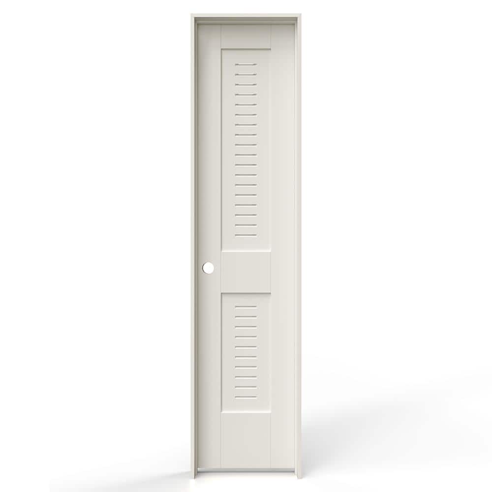 18 in. x 80 in. 2 Panel Right-Handed Primed MDF Wood Single Prehung Interior Door Full Modern Ventilated Panel Louver price history on PriceWatchPro