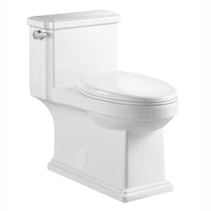 12 in. Rough-In 1-piece 1.1/1.6 GPF Dual Flush Elongated Toilet in White, Seat Included