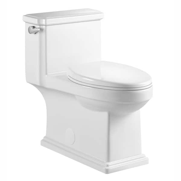 JimsMaison 12 in. Rough-In 1-piece 1.1/1.6 GPF Dual Flush Elongated Toilet in White, Seat Included