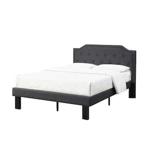 Charcoal Gray Polyfiber Upholstered Full Size Bed
