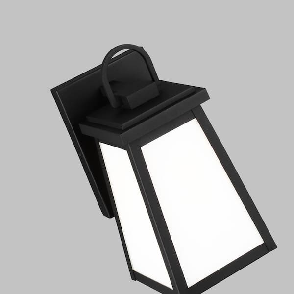 Generation Lighting - Studio Founders Small 1-Light Black Exterior Outdoor Wall Sconce,Clear and White Glass Panels Included, No Bulb Included