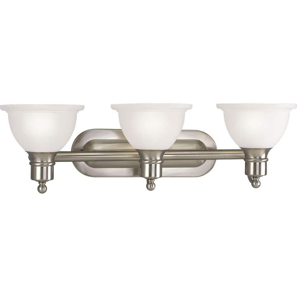 Madison Brushed Nickel 3-Light Wall Sconce with White Etched Glass