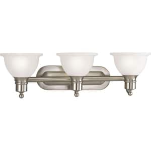 Madison Collection 3-Light Brushed Nickel Etched Glass Traditional Bath Vanity Light