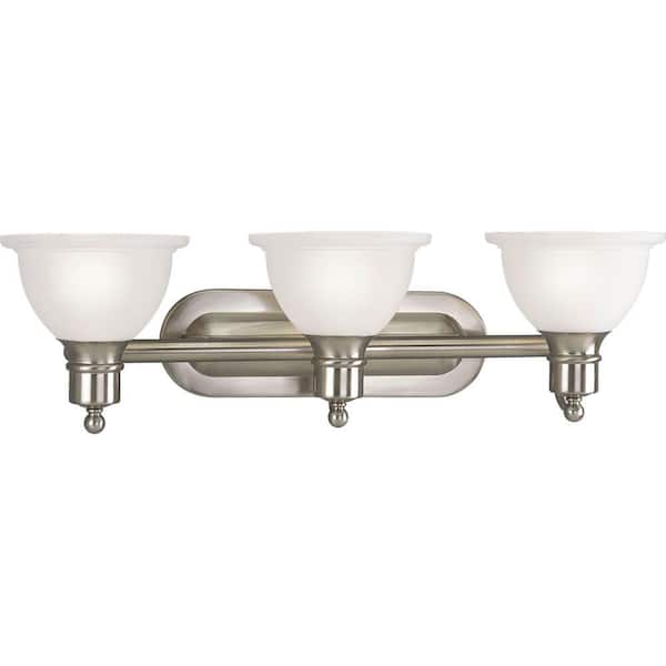 Progress Lighting Madison Collection 3-Light Brushed Nickel Etched Glass Traditional Bath Vanity Light