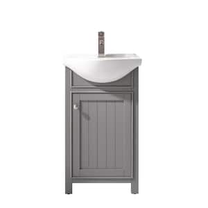 Marian 20 in. W x 16.75 in. D Bath Vanity in Gray with Porcelain Vanity Top in White with White Basin