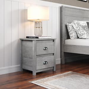 Hampton 2-Drawer Driftwood Gray Nightstand (23 in. x 20 in. x 15.75 in.)