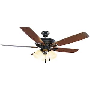 Gazelle 52 in. Indoor/Outdoor Natural Iron Ceiling Fan with Light Kit and Shatter Resistant Shades