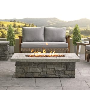 Sedona 52 in. x 15 in. Rectangle MGO Propane Fire Pit in Gray with Natural Gas Conversion Kit
