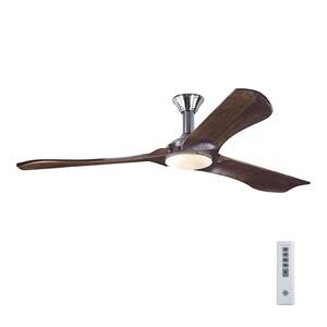 Minimalist Max 72 in. LED Indoor/Outdoor Brushed Steel Ceiling Fan with Dark Walnut Balsa Blades and Remote Control
