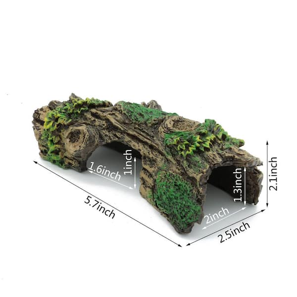 Resin Aquarium Hollow Tree Trunk Ornament with Bettas House Cave and Wood House Decor for Fish Tank Habitat (1-Pack)