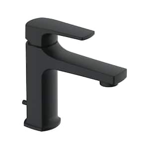 Tribune Single Handle Single Hole Bathroom Faucet Pop-Up Drain Included in Satin Black