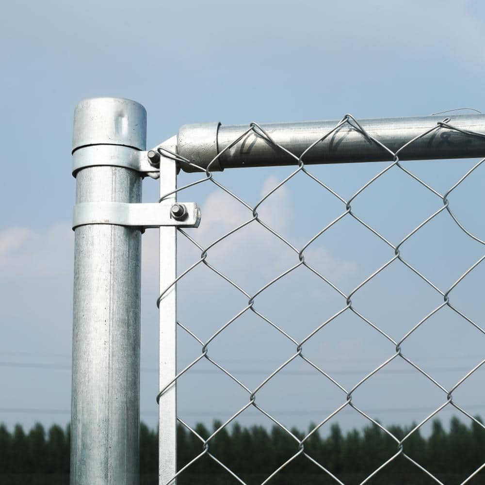 Galvanized Steel Diamond Mesh Chain Link Fence Kit, 4 x 50 ft, Silver
