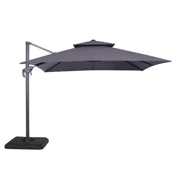 Furniture of America Hostin 10 ft. Steel Cantilever Crank Tilt And 360 Patio Umbrella in Gray