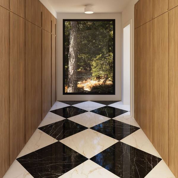 Magnifica The Thirties 30" x 30"-8mm Polished Porcelain Tile in Nero Marquina (18.16 sq. ft. /Carton)