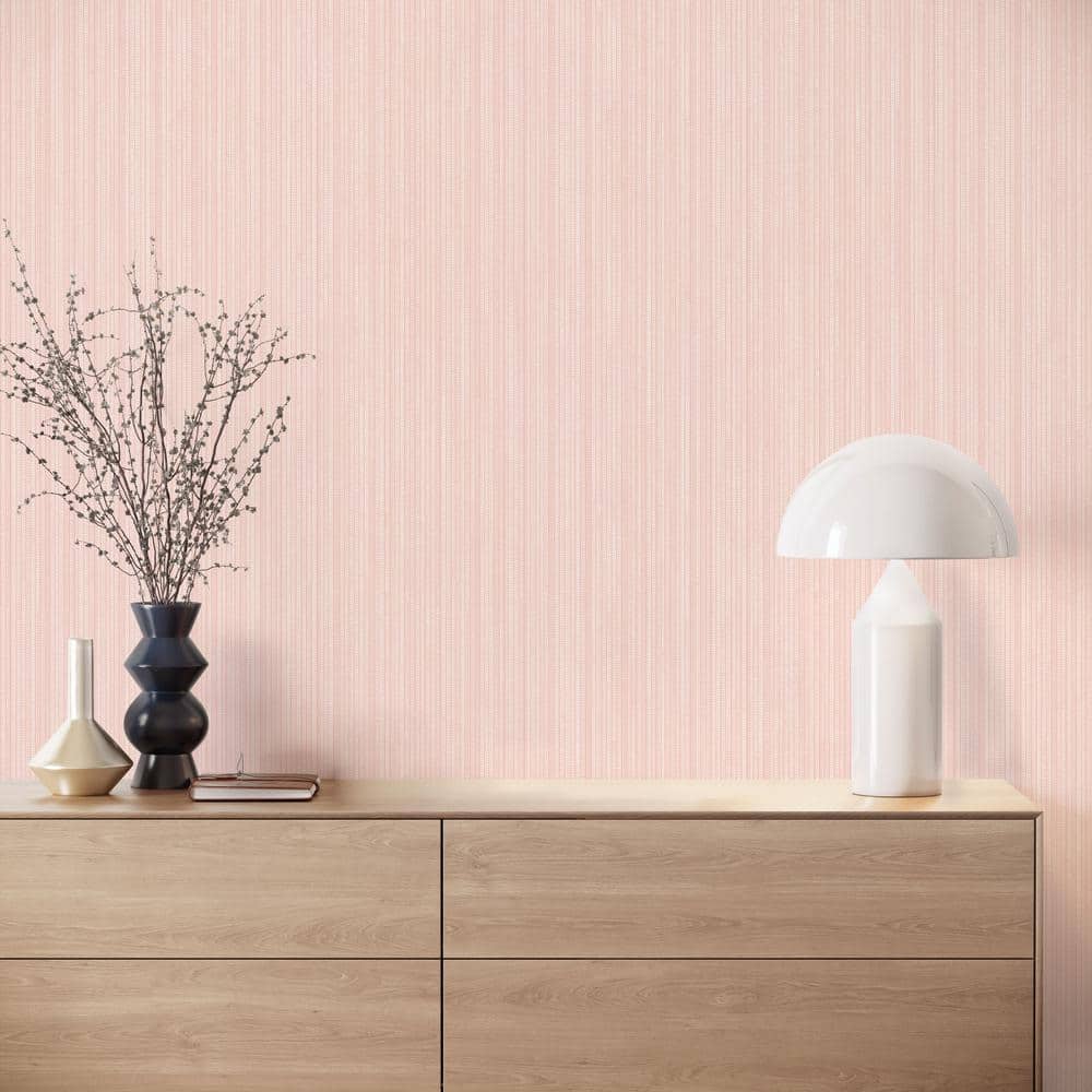 Pink Textured Grasscloth Peel and Stick Wallpaper Roll