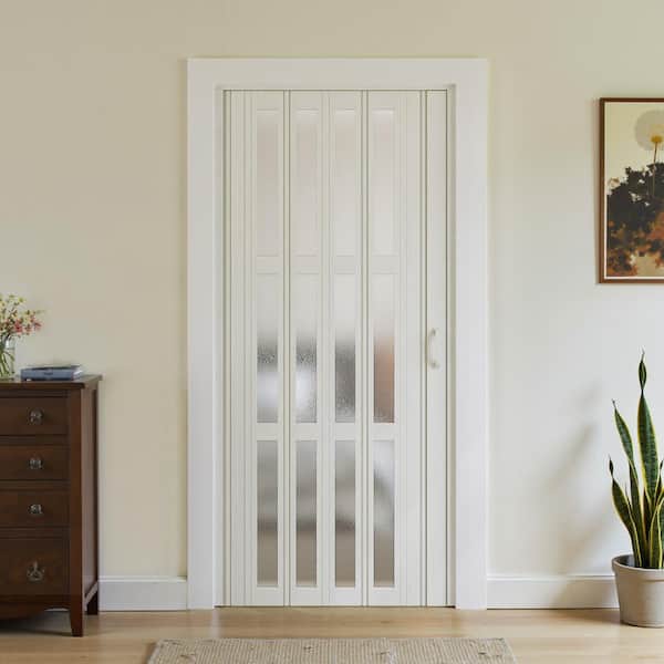 SOCBAZZAR 48 in x 80 in. White Oak Finished 3-Lite Frosted Acrylic