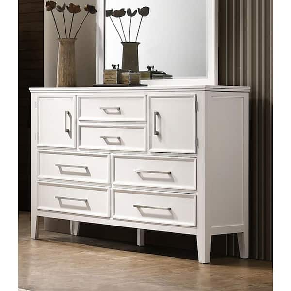 NEW CLASSIC HOME FURNISHINGS New Classic Furniture Andover White 6-drawer 59 in. Dresser with Doors