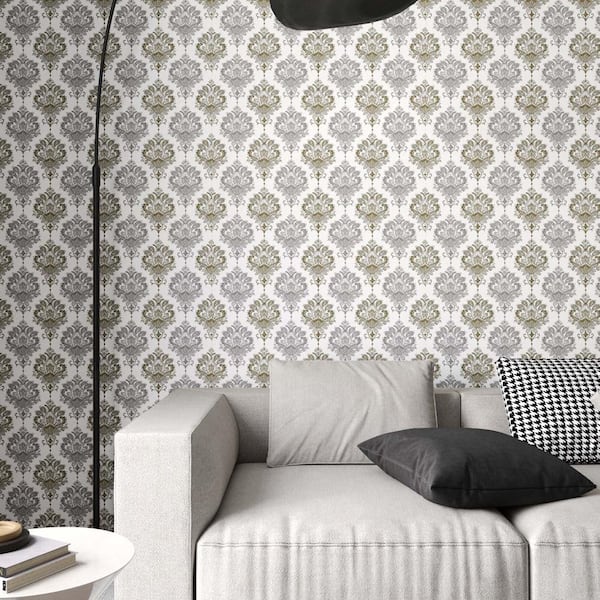 Flower with White Background Peel and Stick Repositionable Wallpaper Roll (2-Rolls / Covers 28.74 sq. ft.)