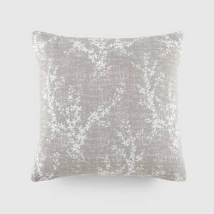Elegant Patterns Cotton 20 in. x 20 in. Decor Throw Pillow in Willow Light Gray