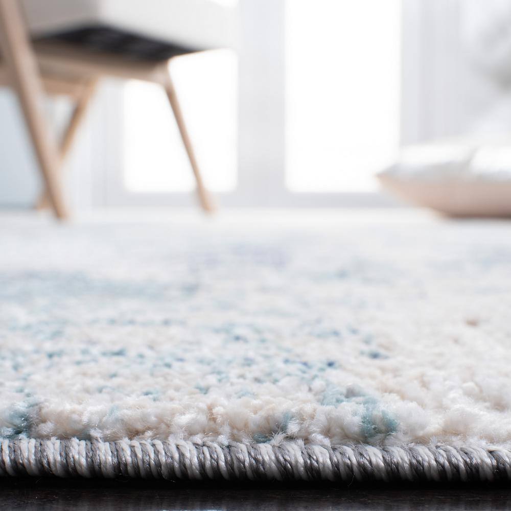 Blue Abstract Stain-Resistant Synthetic Area Rug 24" x 8"