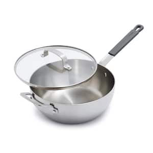 Bobby Flay 3.57 Qt. 3-Ply Stainless Chef's Pan Saute Pan in Stainless Steel with Lid