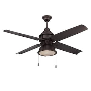 Port Arbor 52 in. Indoor/Outdoor Espresso 3-Speed Motor Dual Mount Finish Heavy-Duty Ceiling Fan with Light Kit Included