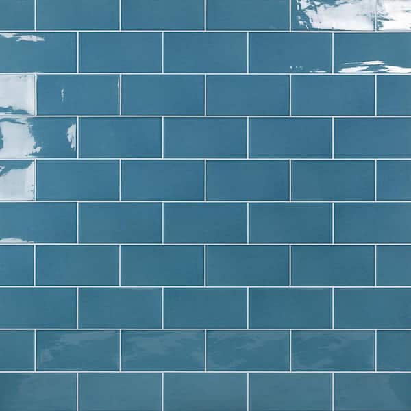 Ivy Hill Tile Barbados Blue 5 in. x 10 in. 9 mm Polished Ceramic Wall Tile (30 pieces / 9.9 sq. ft. / box)