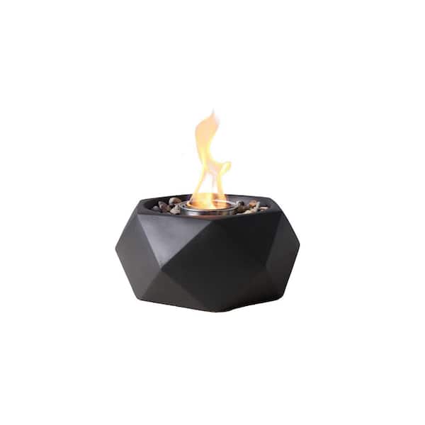 Geo 10.5 in. Indoor/Outdoor Concrete Tabletop Fire Bowl in Black