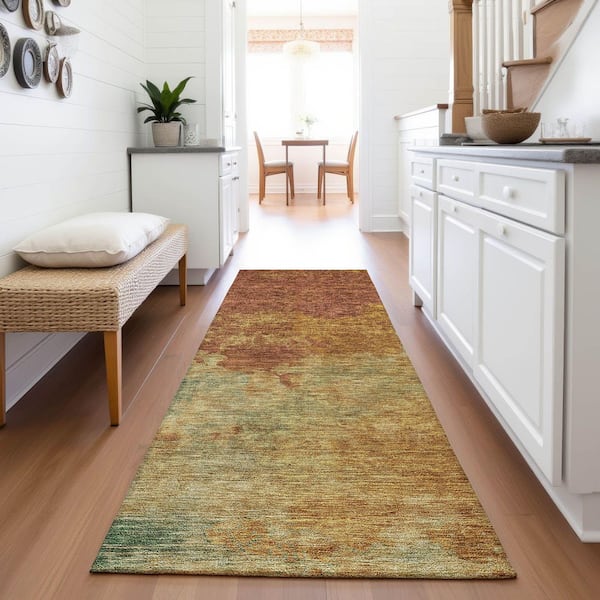 Mayfield Premium Machine Washable Abstract AMF1138 Paprika 2 ft. 3 in. x 7 ft. 6 in. Runner Rug