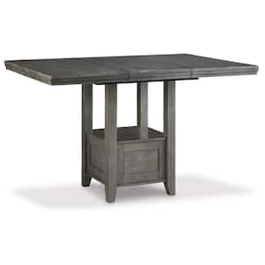 Hallanden Contemporary Gray Wood 42 in. Pedestal Dining Table Seats 6