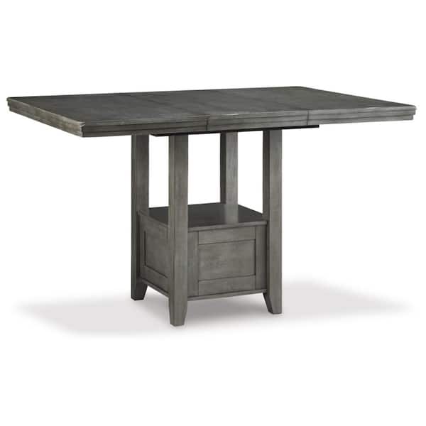 Signature DESIGN BY ASHLEY Hallanden Contemporary Gray Wood 42 in. Pedestal Dining Table Seats 6