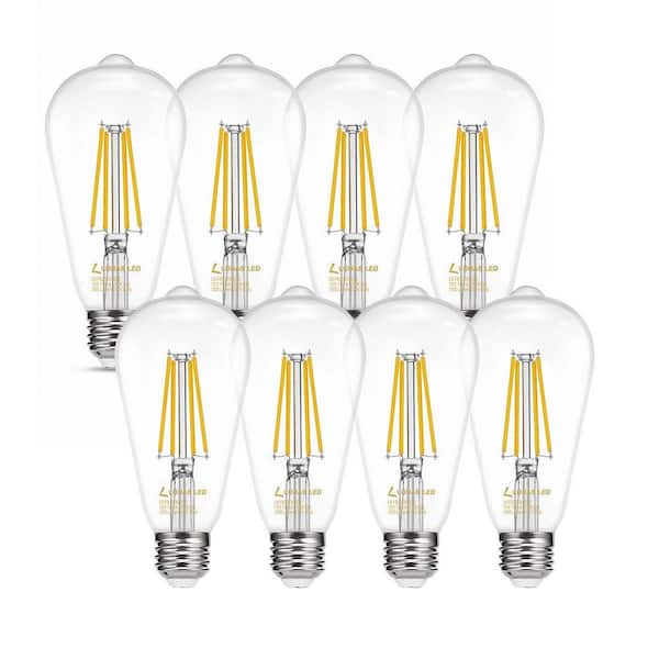 YANSUN 150-Watt Equivalent ST64 Dimmable LED Edison Light Bulb in Warm White (8-Pack)