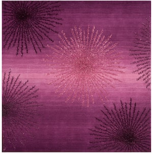 Soho Purple 6 ft. x 6 ft. Square Floral Area Rug