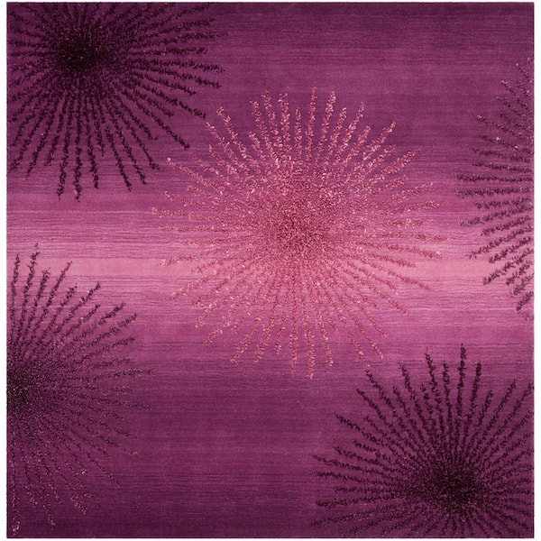 SAFAVIEH Soho Purple 6 ft. x 6 ft. Square Floral Area Rug