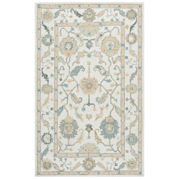Metro 9 ft. x 12 ft. Ivory/Beige Geometric Ornate Border Area Rug