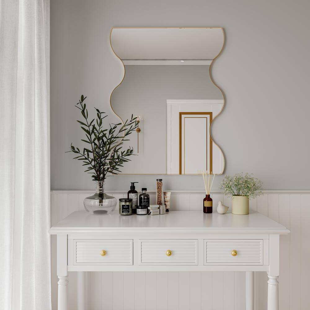 30 in. W x 35 in. H Metal Rectangular Framed Wall Bathroom Vanity Mirror in